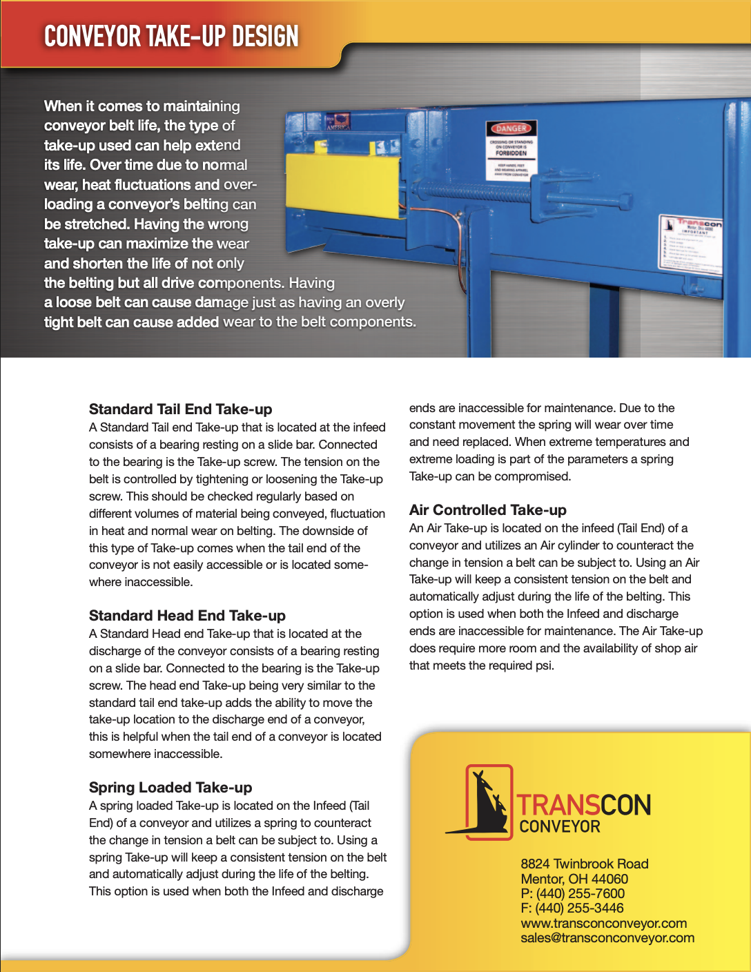 Conveyor Take-Up Design