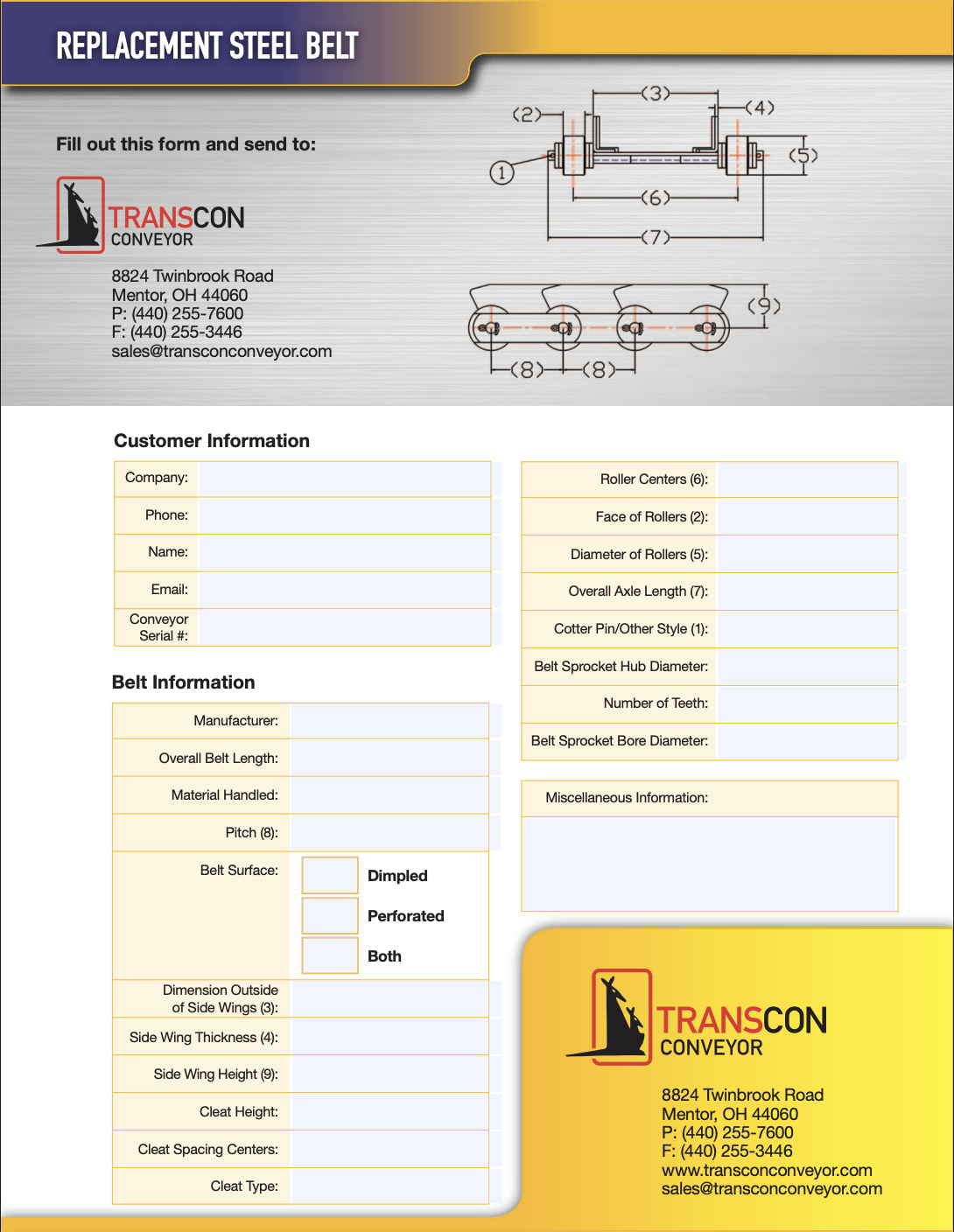 Replacement Belt RFQ Form