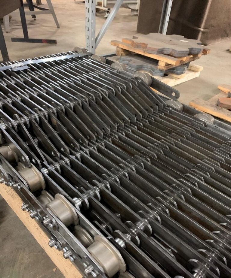 Transcon bar belting assemblies stacked in the Mentor, Ohio manufacturing facility